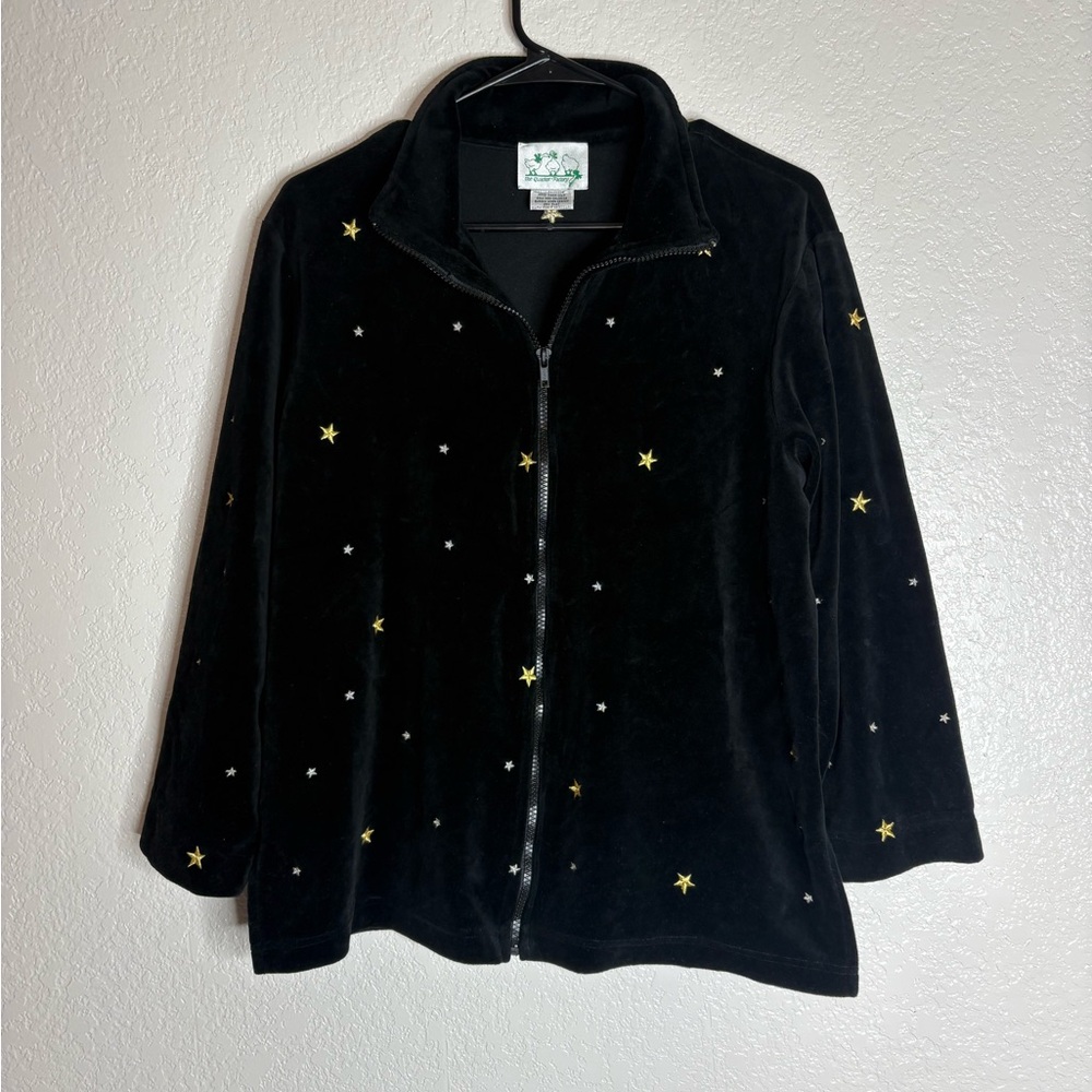 Black Star Embellished Zip-Up Jacket